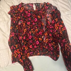 Wild Fable Floral Blouse with Pink and Orange Accents